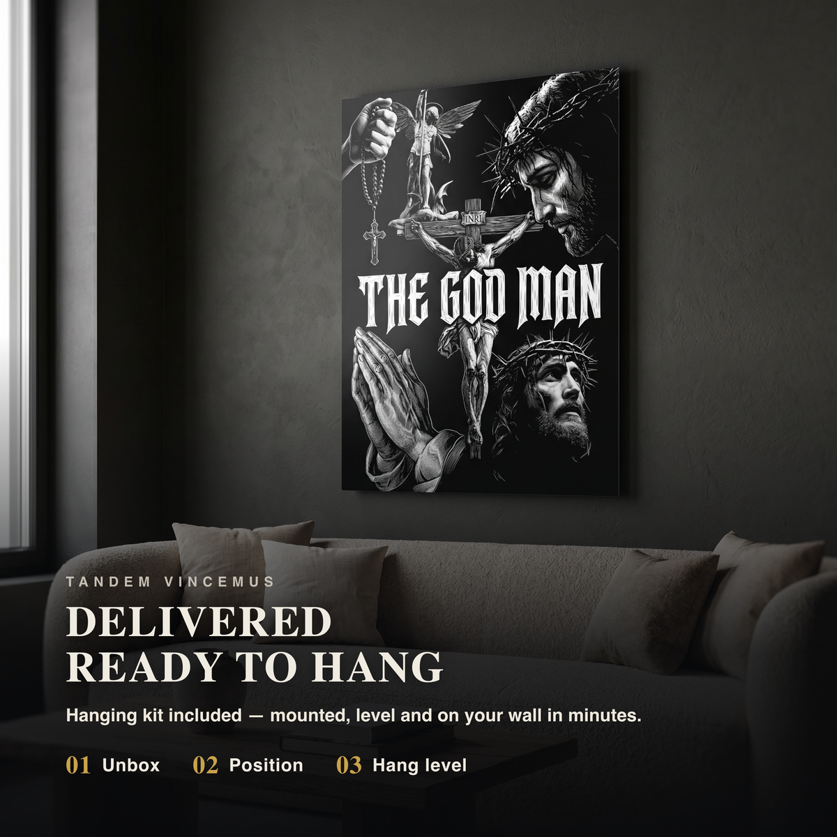 The God Man print arrives ready to hang