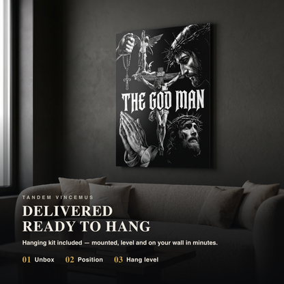 The God Man print arrives ready to hang